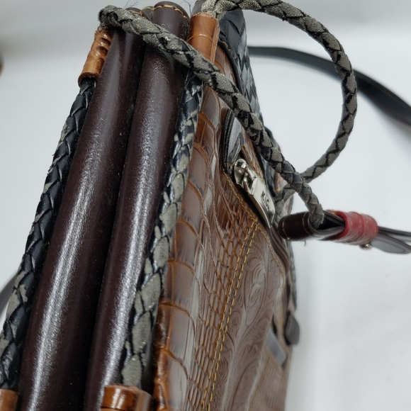 M.C. Marc Chantal Fake Reptile Skin Purse Brown Red Crossbody Strap - Picture 11 of 16